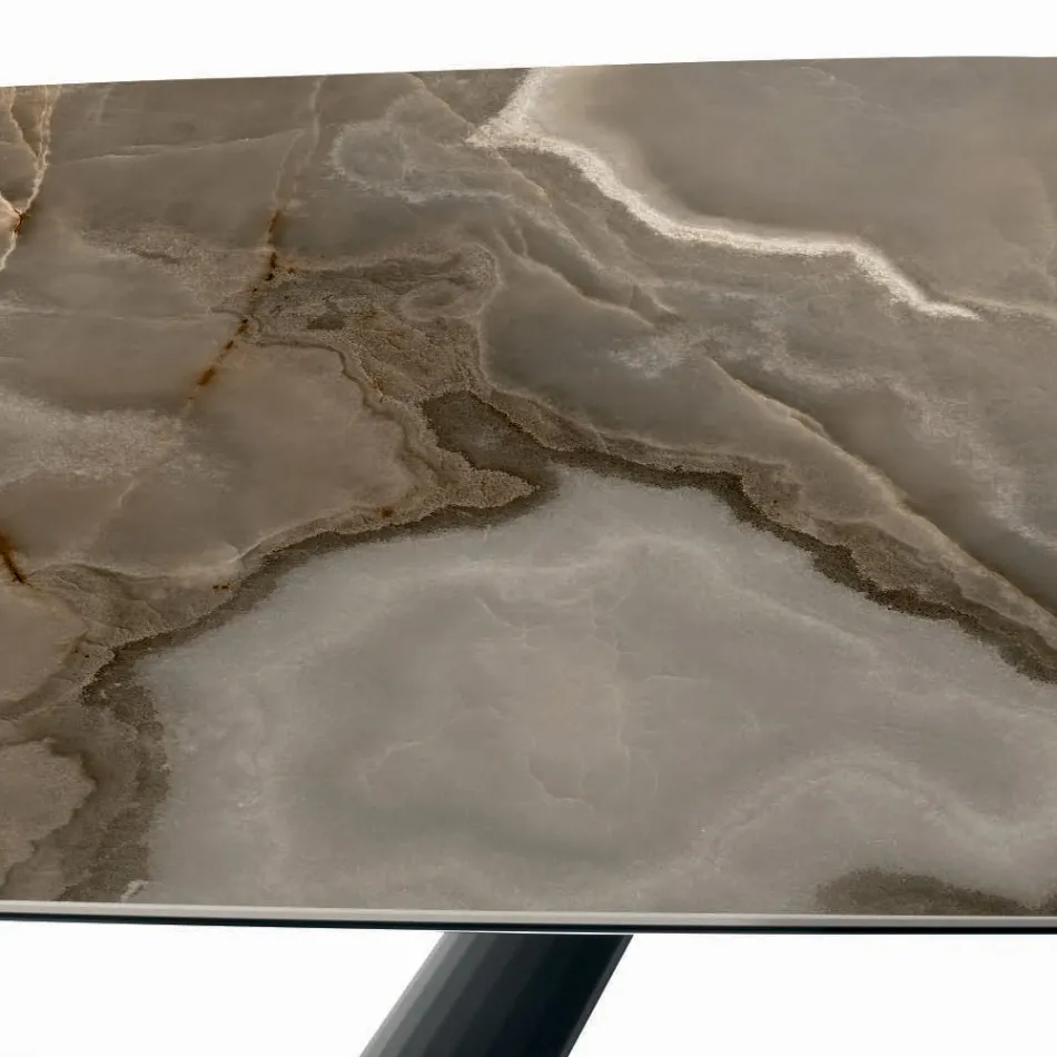 طاولة وقاعدة سيراميك ثابتة من الفولاذ المطلي باللون الأسود، صنع في إيطاليا - أكواب Viadurini