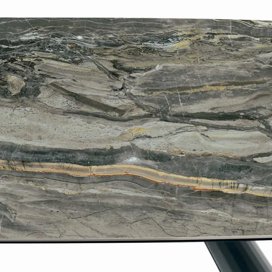 طاولة وقاعدة سيراميك ثابتة من الفولاذ المطلي باللون الأسود، صنع في إيطاليا - أكواب Viadurini