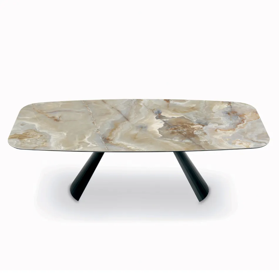 طاولة وقاعدة سيراميك ثابتة من الفولاذ المطلي باللون الأسود، صنع في إيطاليا - أكواب Viadurini