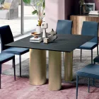 طاولة مربعة ثابتة من الخشب الرقائقي والصلب، صنع في إيطاليا - مقص Viadurini