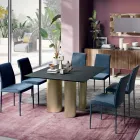 طاولة مربعة ثابتة من الخشب الرقائقي والصلب، صنع في إيطاليا - مقص Viadurini