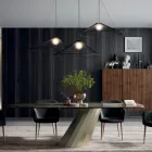 طاولة مستطيلة ثابتة من الفولاذ والسيراميك، صنع في إيطاليا - بنطلون Viadurini