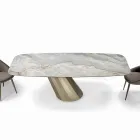 طاولة مستطيلة ثابتة من الفولاذ والسيراميك، صنع في إيطاليا - بنطلون Viadurini