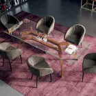 طاولة مستطيلة ثابتة مصنوعة من زجاج شفاف للغاية وخشب الرماد، صنع في إيطاليا - شمال Viadurini