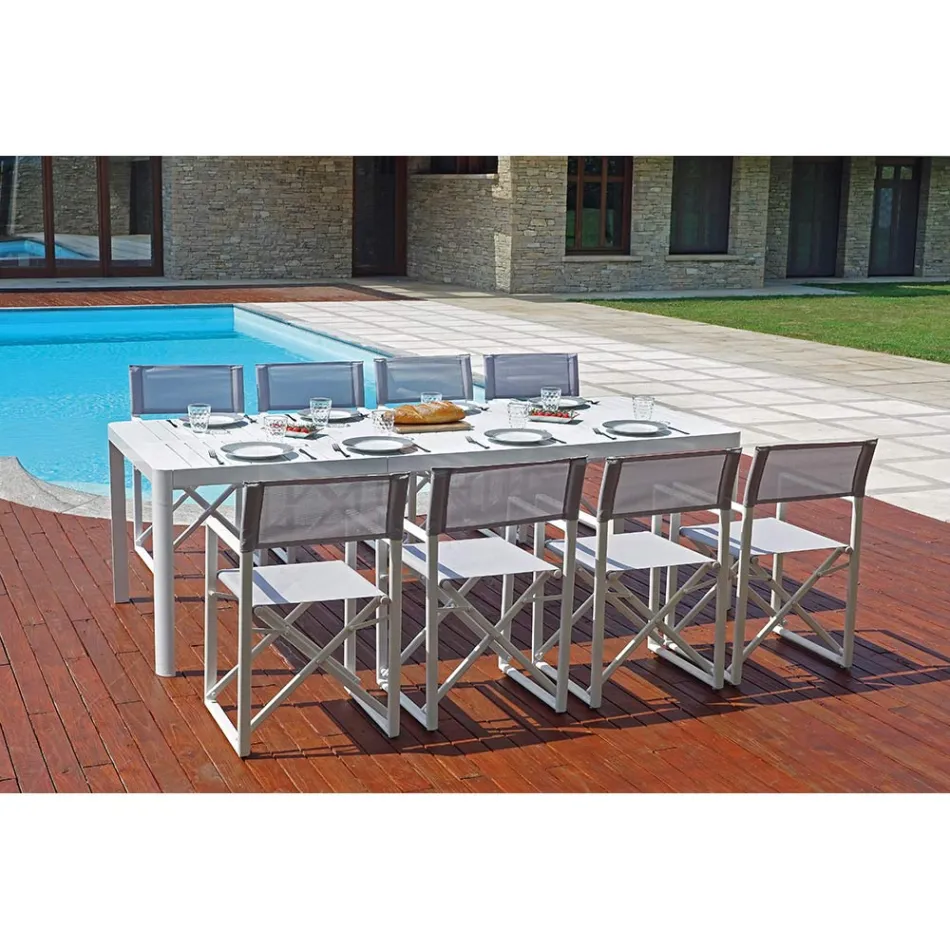 طاولة حديقة قابلة للتمديد حتى 240 سم بهيكل من الألومنيوم - جيفروي Viadurini