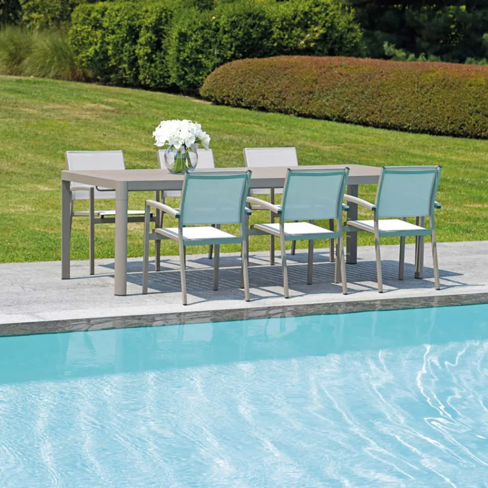 طاولة حديقة قابلة للتمديد حتى 240 سم بهيكل من الألومنيوم - جيفروي Viadurini