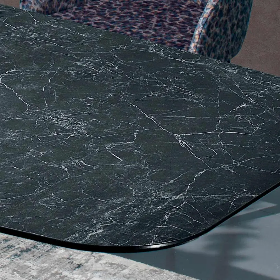 طاولة سيراميك يونانية سوداء مصقولة مصنوعة في إيطاليا - جروتا Viadurini