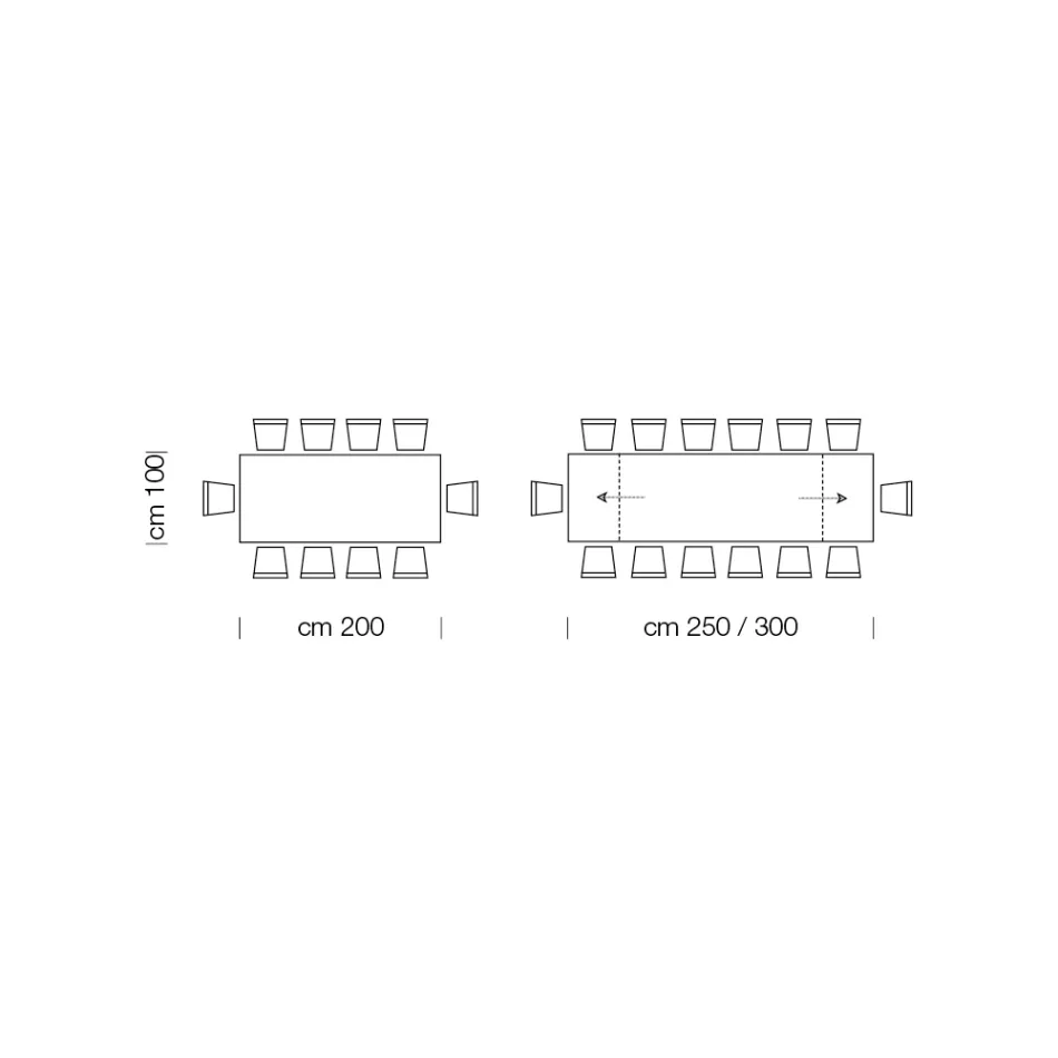طاولة خشبية حديثة قابلة للتمديد حتى 300 سم صنع في إيطاليا - دالماتيان Viadurini