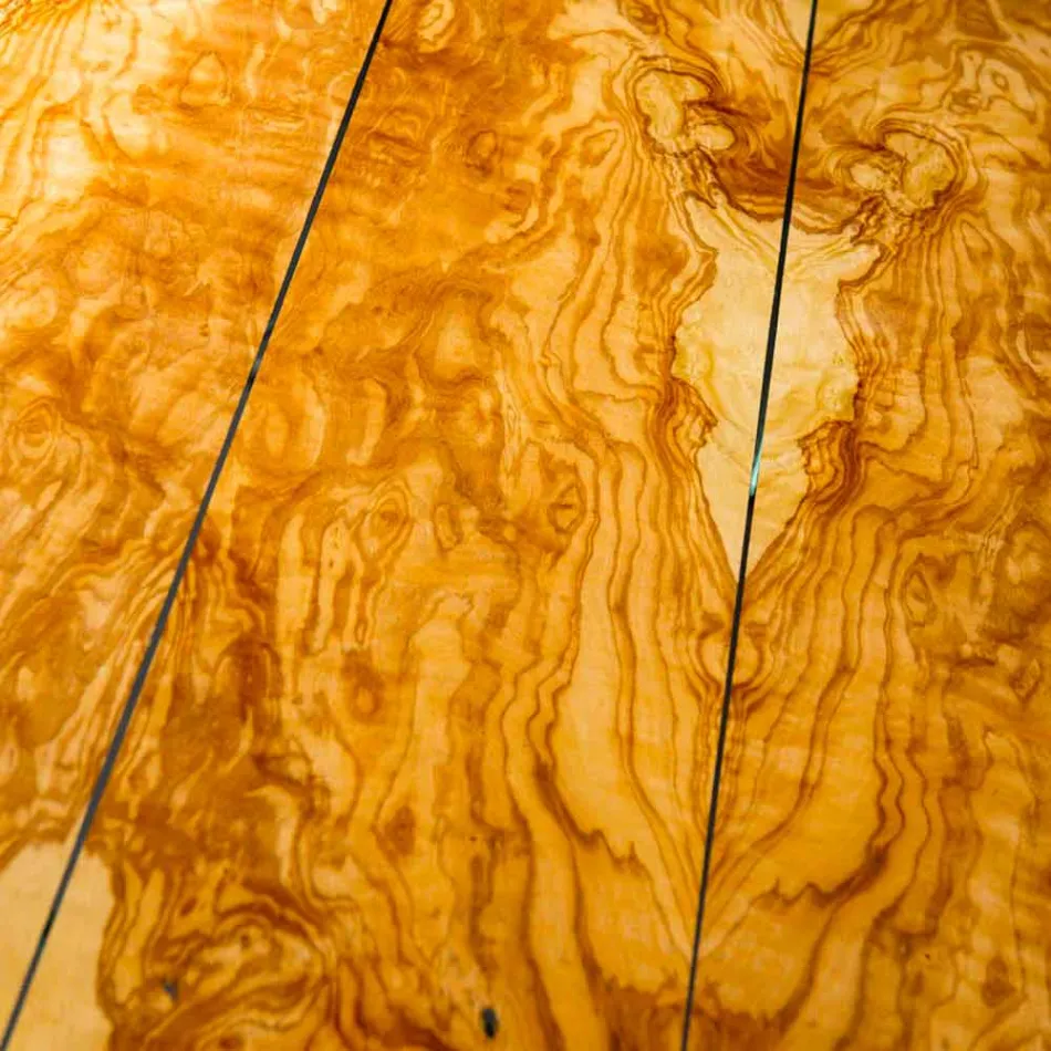 طاولة من خشب الزيتون وزجاج دائري من Portofino VGnewtrend Viadurini