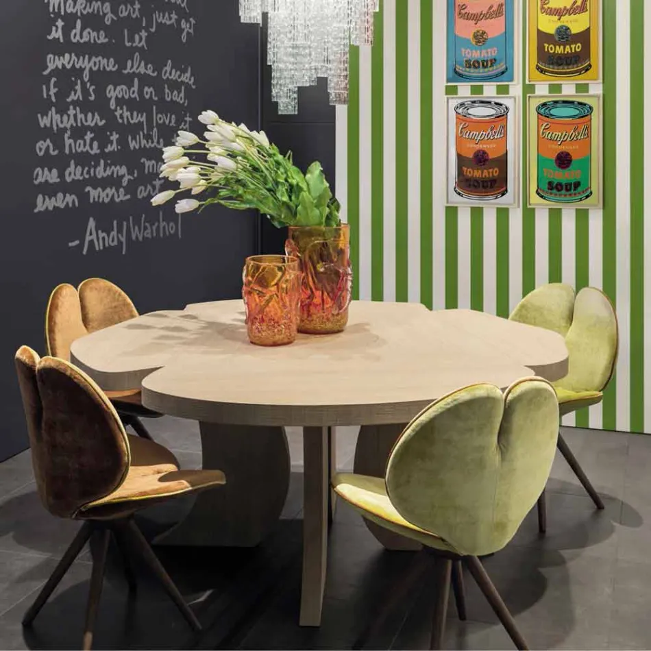 طاولة من خشب البلوط المصقول مع لمسة نهائية من الشمع من تصميم آندي Viadurini