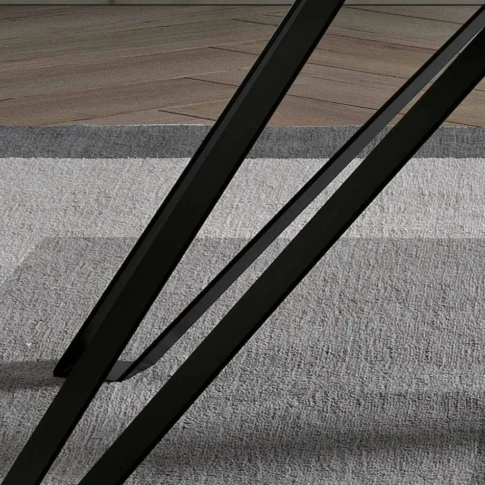 طاولة مصنوعة من خشب الرماد الفحمي والمعدن، مصنوعة في إيطاليا - ميلوسو Viadurini