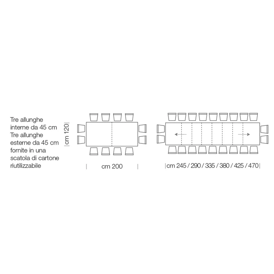 طاولة خشبية مصفحة قابلة للتمديد حتى 470 سم، صنع في إيطاليا – جورديتو Viadurini
