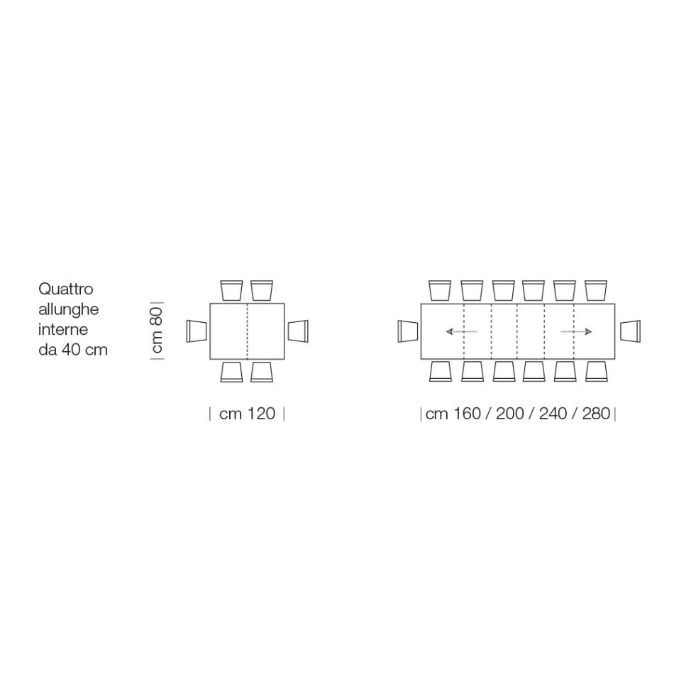طاولة خشبية مصفحة قابلة للتمديد حتى 470 سم، صنع في إيطاليا – جورديتو Viadurini