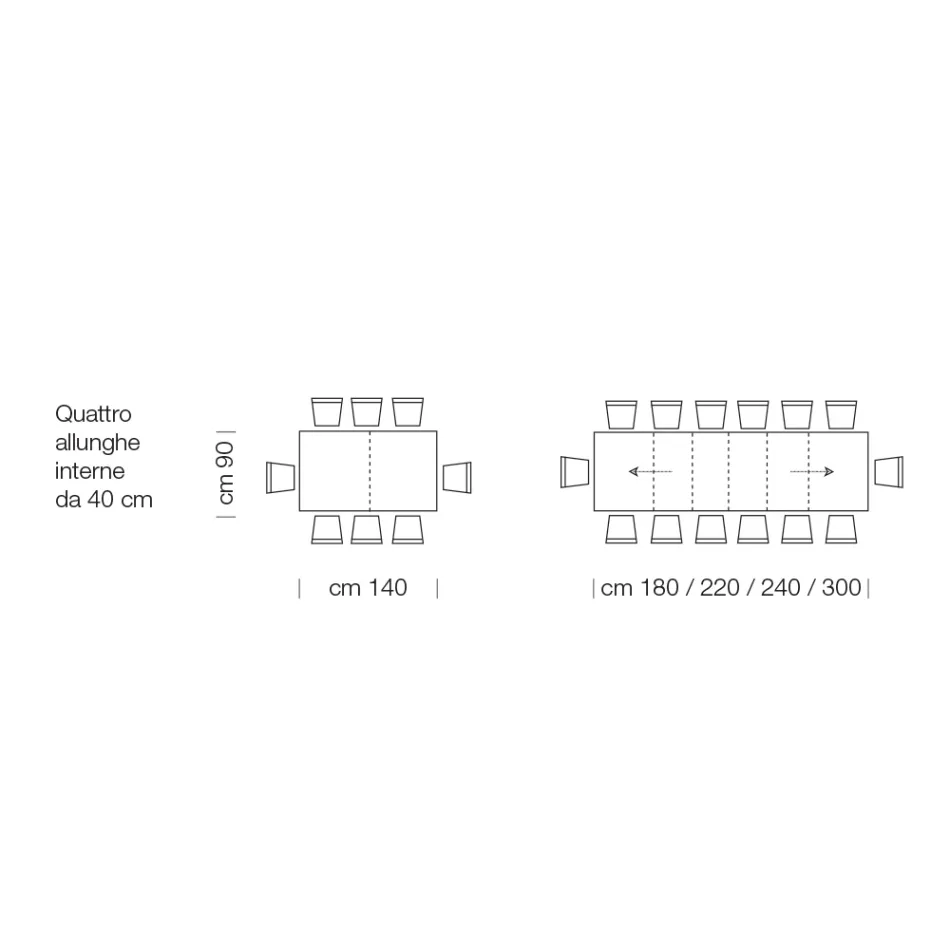 طاولة خشبية مصفحة قابلة للتمديد حتى 470 سم، صنع في إيطاليا – جورديتو Viadurini