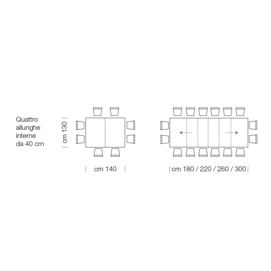 طاولة خشبية مصفحة قابلة للتمديد حتى 470 سم، صنع في إيطاليا – جورديتو Viadurini