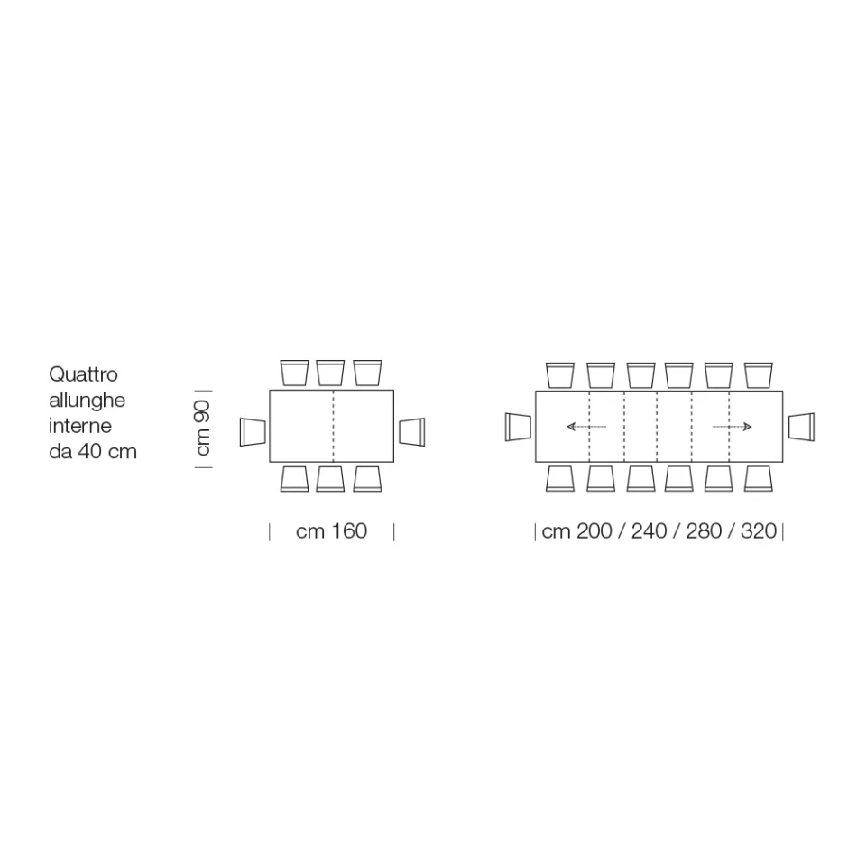 طاولة خشبية مصفحة قابلة للتمديد حتى 470 سم، صنع في إيطاليا – جورديتو Viadurini