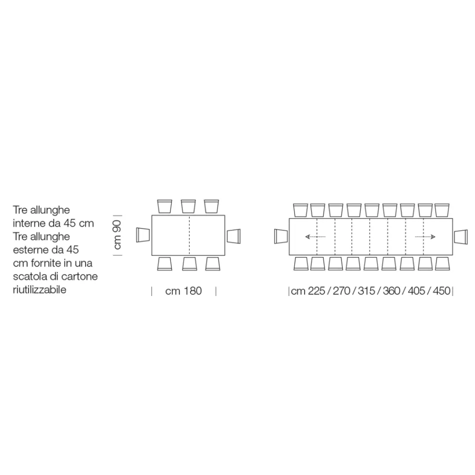طاولة خشبية مصفحة قابلة للتمديد حتى 470 سم، صنع في إيطاليا – جورديتو Viadurini