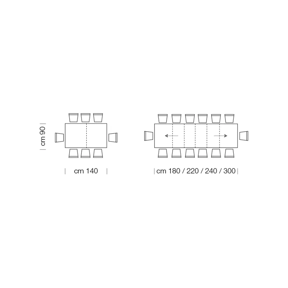 طاولة خشبية من الميلامين قابلة للتمديد حتى 470 سم، صنع في إيطاليا – جورديتو Viadurini