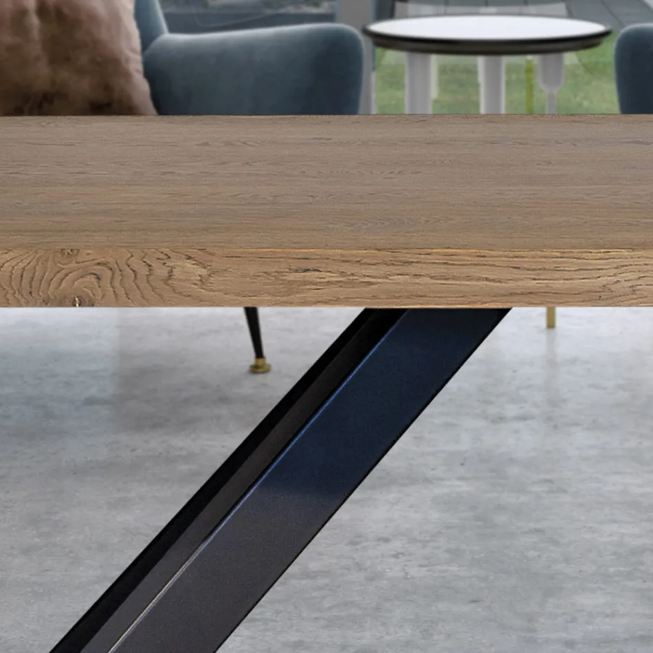 طاولة مصنوعة من خشب البلوط المطلي والمعدن من ماسيلاتو، صنع في إيطاليا - سيول Viadurini