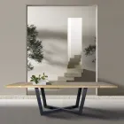 طاولة من خشب البلوط المعقود بقاعدة معدنية رمادية اللون مصنوعة في إيطاليا - Guna Viadurini