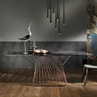 طاولة بتصميم عصري من الزجاج المقسّى مصنوعة في إيطاليا، ميتيا Viadurini