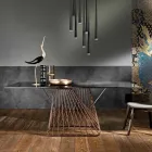 طاولة زجاجية مقواة بتصميم عصري مصنوعة في إيطاليا، ميتيا Viadurini