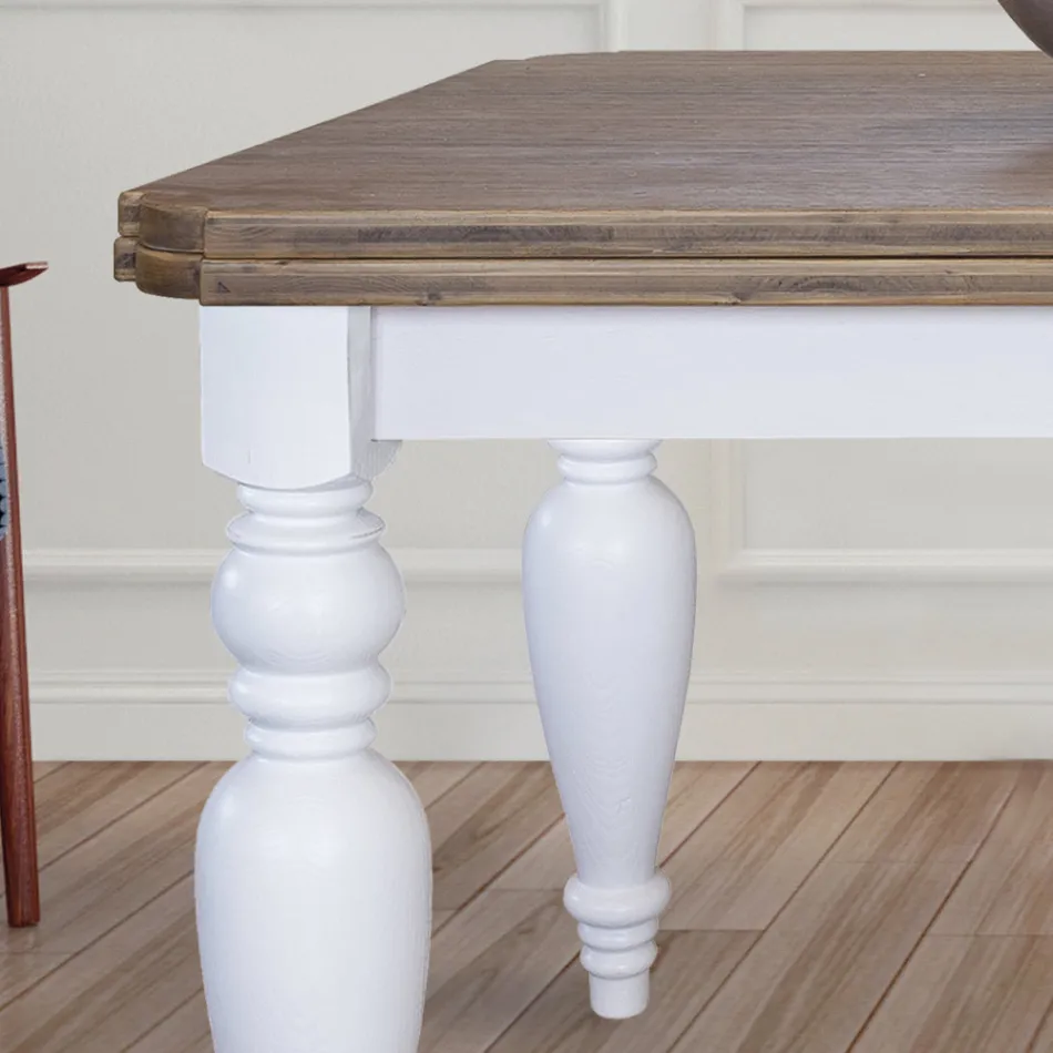 طاولة معيشة قابلة للتمديد من خشب البلوط بزوايا مُشكَّلة، صُنعت في إيطاليا - رافائيل Viadurini