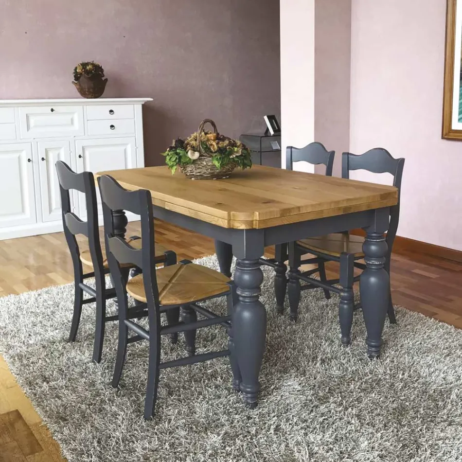 طاولة معيشة قابلة للتمديد من خشب البلوط بزوايا مُشكَّلة، صُنعت في إيطاليا - رافائيل Viadurini