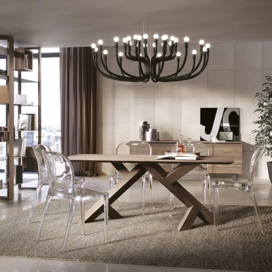 طاولة معيشة من خشب الجوز الصلب المعقود، صنع في إيطاليا - بورومير Viadurini