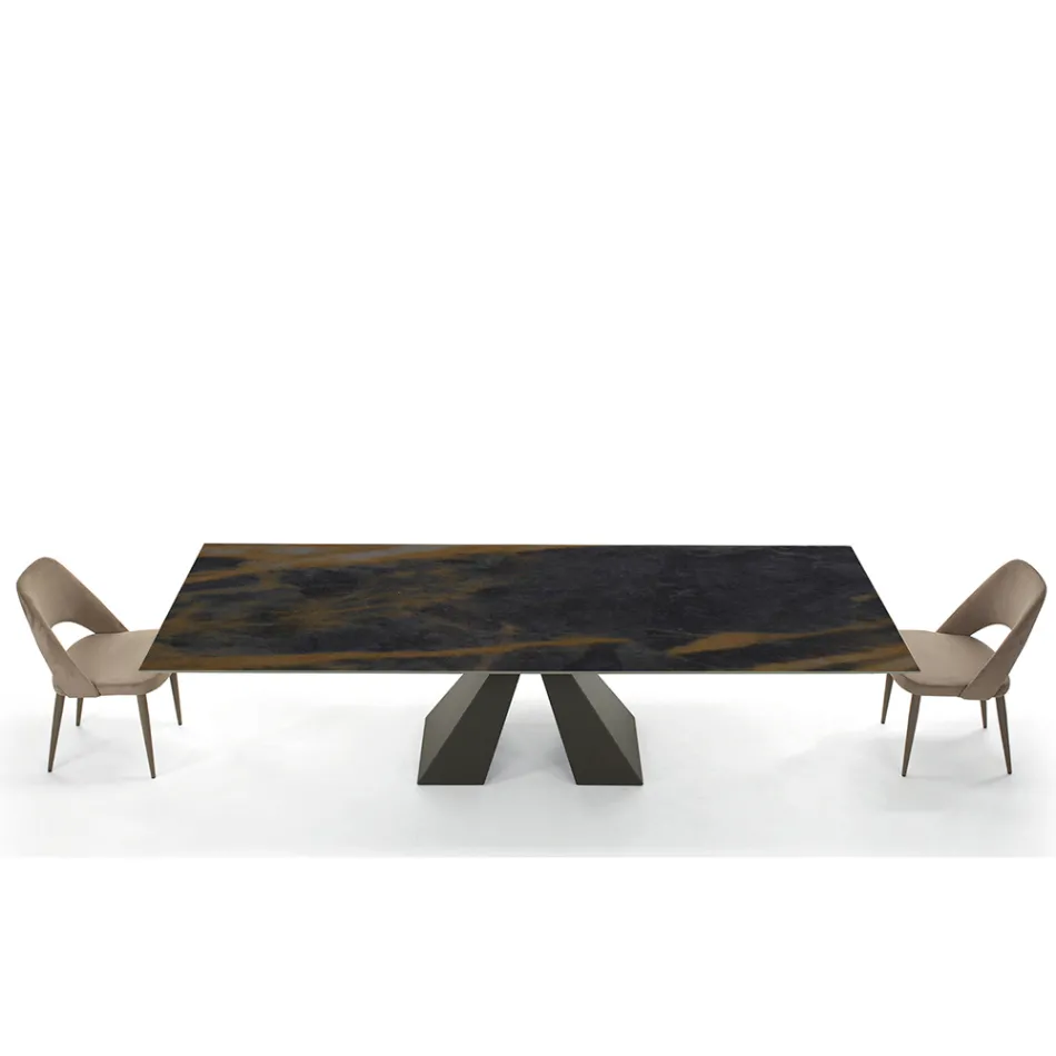 طاولة حديثة قابلة للتمديد حتى 278 سم مصنوعة من السيراميك الإيطالي - دالماتيان Viadurini