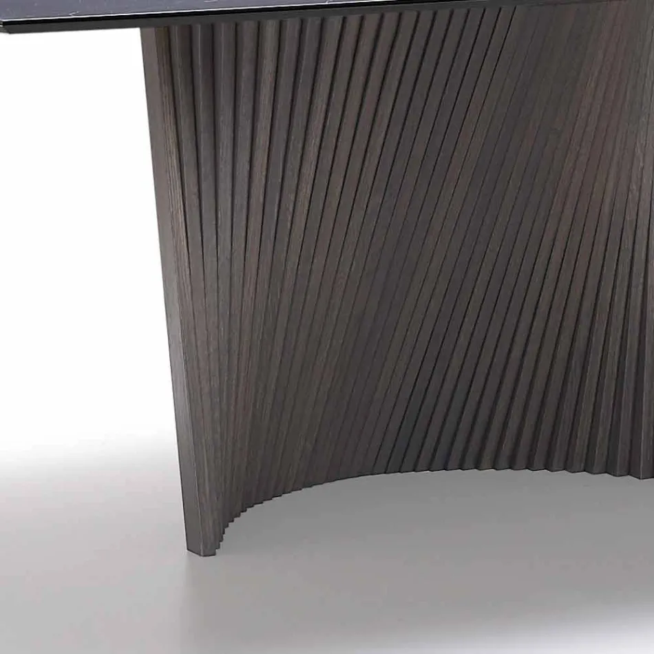 طاولة حديثة ذات سطح من الفخار بتأثير الرخام، صنعت في إيطاليا، أدرانو Viadurini