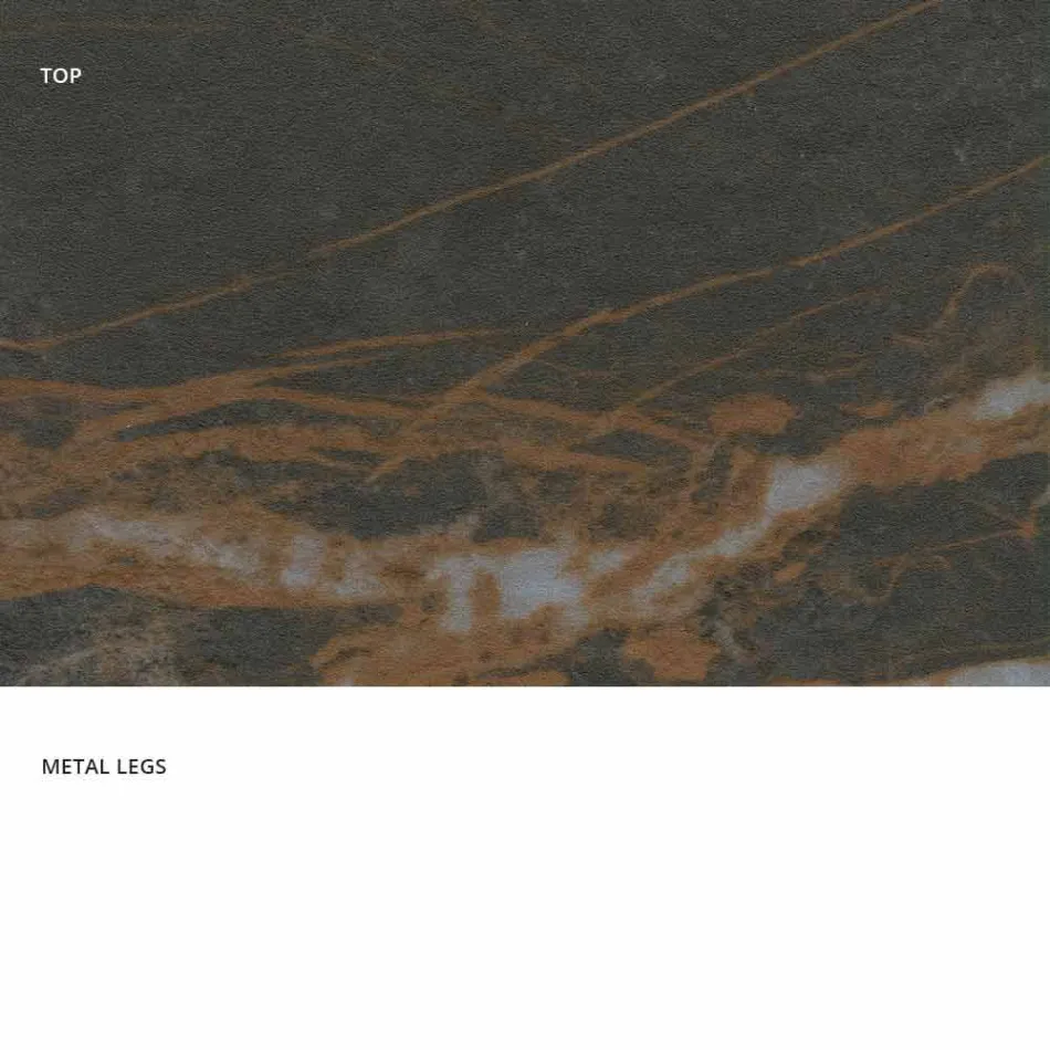 طاولة حديثة من الزجاج والسيراميك والمعادن مصنوعة في إيطاليا، ديونيجي Viadurini