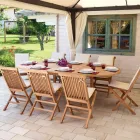 طاولة خارجية بيضاوية قابلة للتمديد حتى 240 سم مصنوعة من خشب الساج - اللبلاب Viadurini