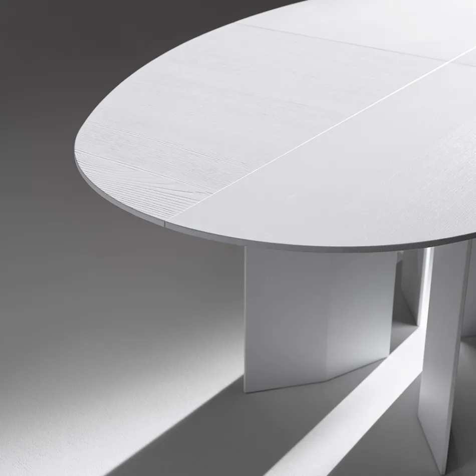 طاولة طعام بيضاوية من خشب رقائقي بقشرة خشب الدردار - برج الجدي Viadurini