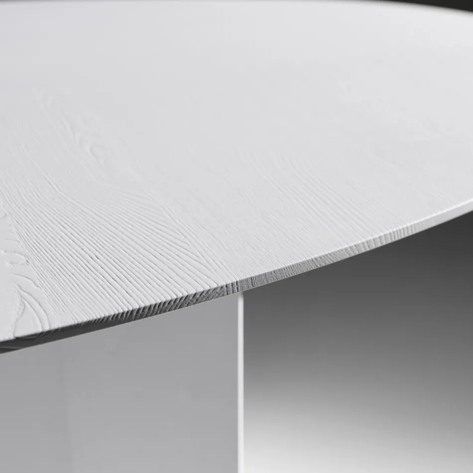 طاولة طعام بيضاوية من خشب رقائقي بقشرة خشب الدردار - برج الجدي Viadurini