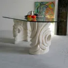 Petra oval table with modern design glass top Erinni Viadurini