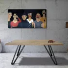 طاولة مطلية من خشب البلوط المعقود والمعدن، صنع في إيطاليا - لواندا Viadurini