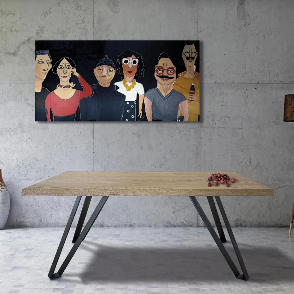 طاولة مطلية من خشب البلوط المعقود والمعدن، صنع في إيطاليا - لواندا Viadurini