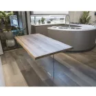 طاولة مطلية بخشب البلوط الصلب وقاعدة كريستالية، صنع في إيطاليا - نويليا Viadurini