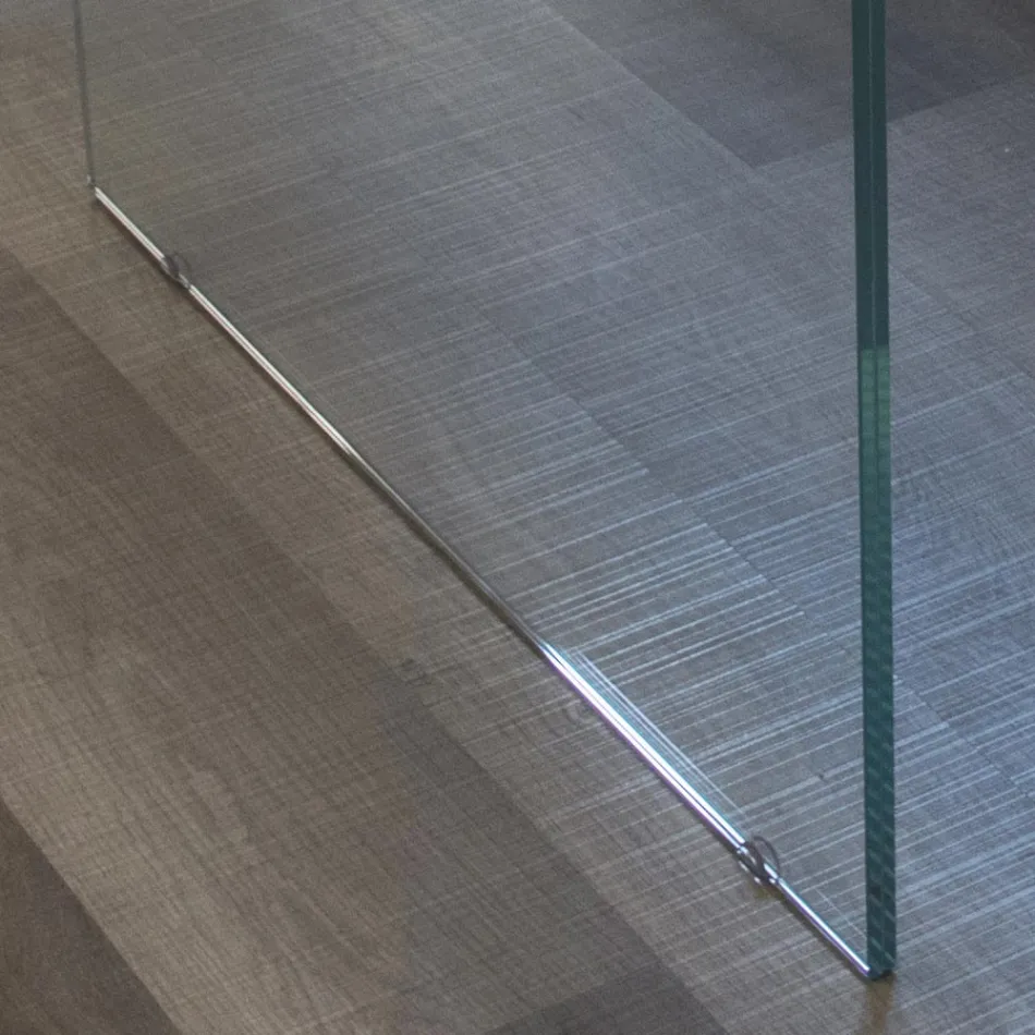 طاولة مطلية بخشب البلوط الصلب وقاعدة كريستالية، صنع في إيطاليا - نويليا Viadurini