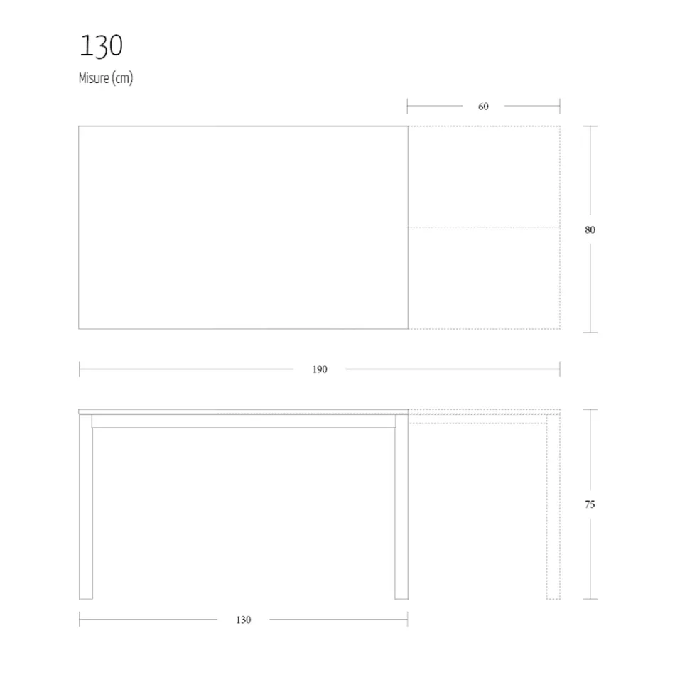 طاولة طعام قابلة للتمديد 190 سم، مصنوعة من المعدن والخشب في إيطاليا - إقليديان Viadurini