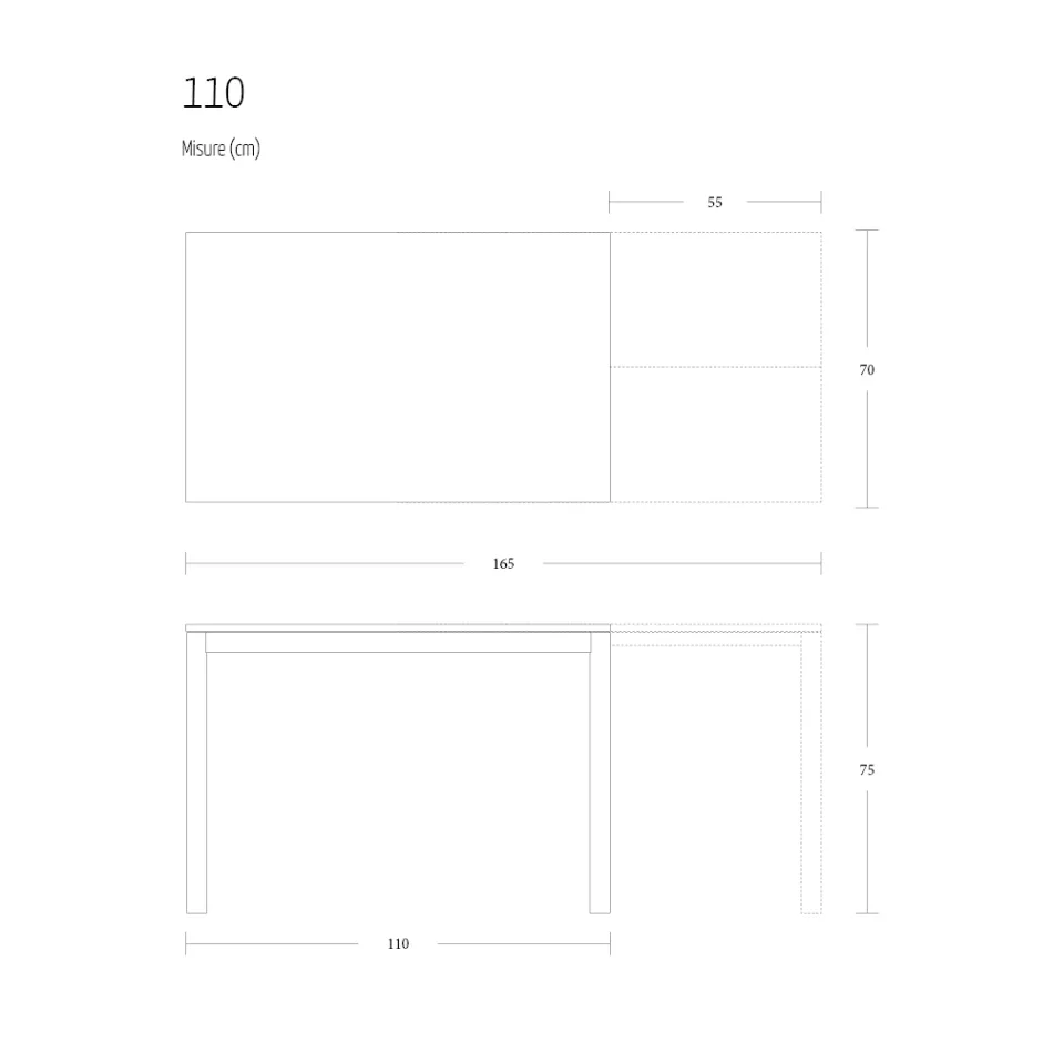 طاولة طعام قابلة للتمديد 190 سم، مصنوعة من المعدن والخشب في إيطاليا - إقليديان Viadurini