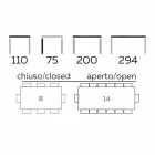 طاولة طعام قابلة للتمديد حتى 294 سم مصنوعة من الجريس والمعدن، صنع في إيطاليا - Nuzzio Viadurini