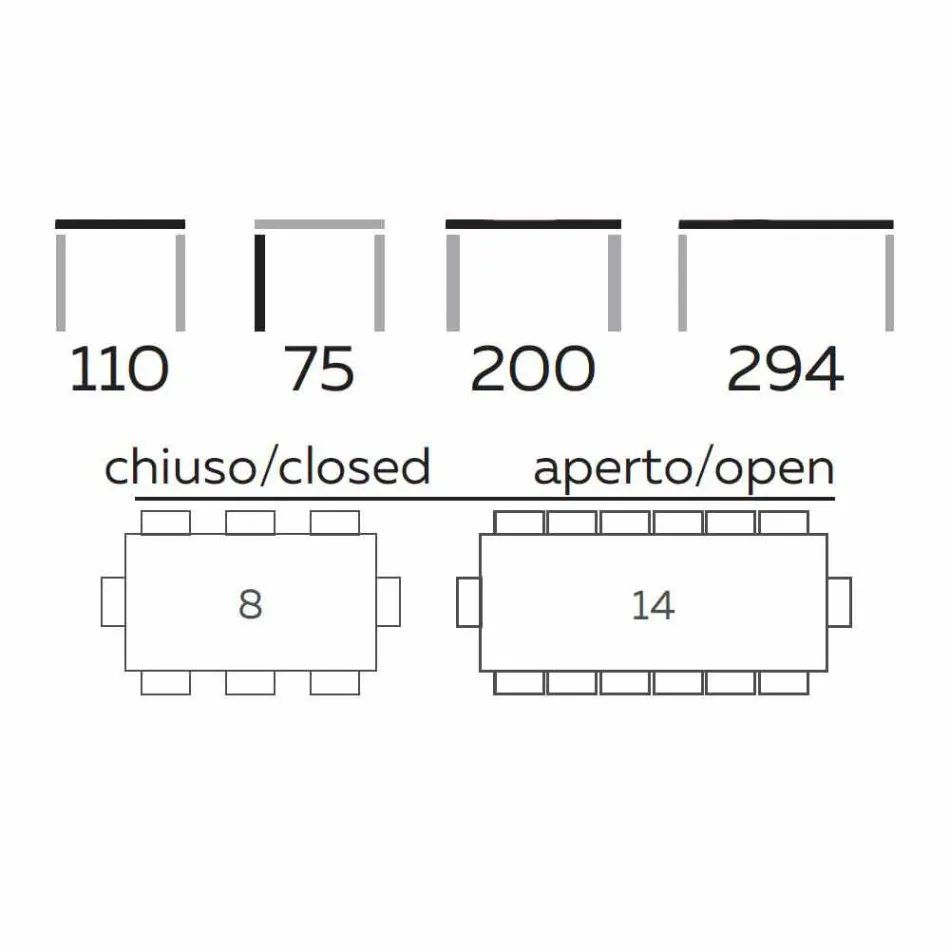 طاولة طعام قابلة للتمديد حتى 294 سم مصنوعة من الجريس والمعدن، صنع في إيطاليا - Nuzzio Viadurini