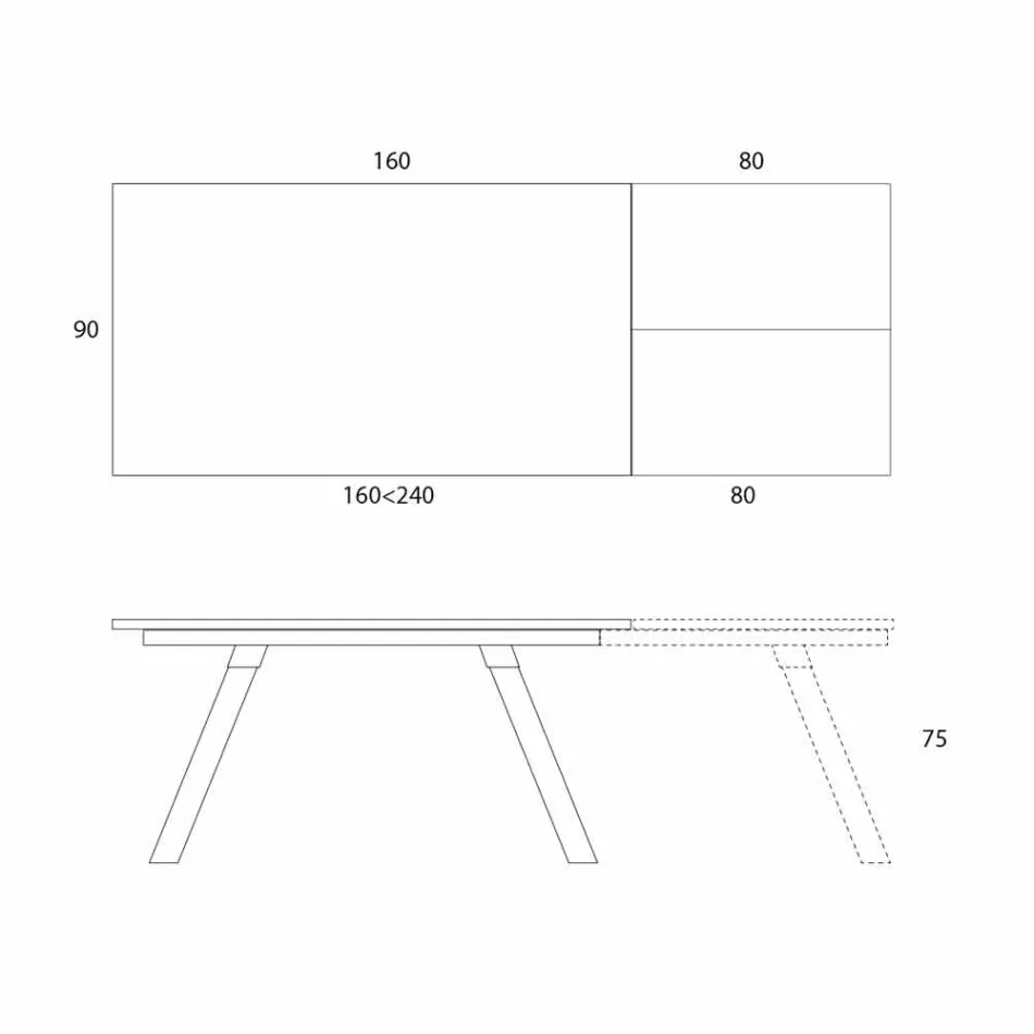 طاولة طعام قابلة للتمديد بسطح سيراميك حتى 2.8 متر، صنع في إيطاليا - باولوتشيو Viadurini