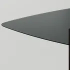 طاولة طعام بسطح زجاجي مربع وقاعدة خشبية، صنع في إيطاليا - كوادرو Viadurini