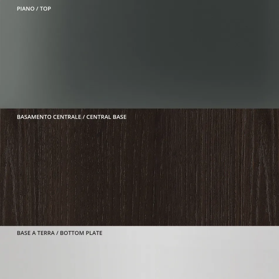 طاولة طعام بسطح زجاجي مربع وقاعدة خشبية، صنع في إيطاليا - كوادرو Viadurini