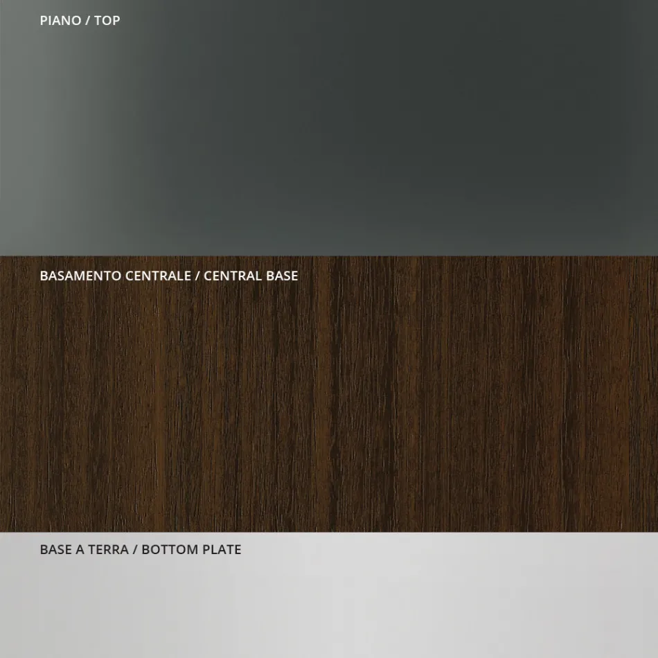 طاولة طعام بسطح زجاجي مربع وقاعدة خشبية، صنع في إيطاليا - كوادرو Viadurini