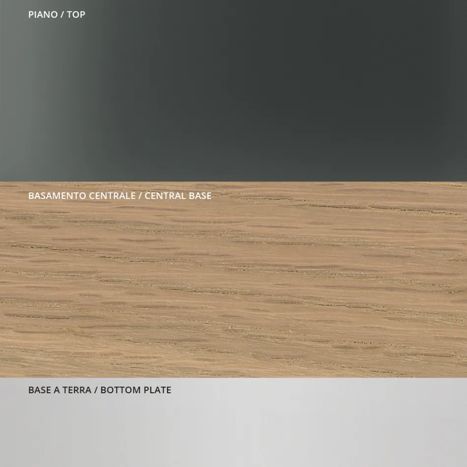 طاولة طعام بسطح زجاجي مربع وقاعدة خشبية، صنع في إيطاليا - كوادرو Viadurini