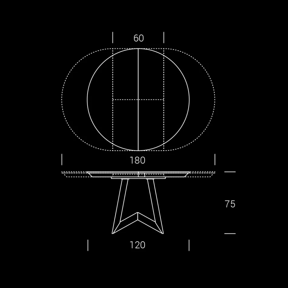 طاولة طعام مستديرة مع سطح قابل للتمديد حتى 180 سم صنع في إيطاليا - موشيو Viadurini